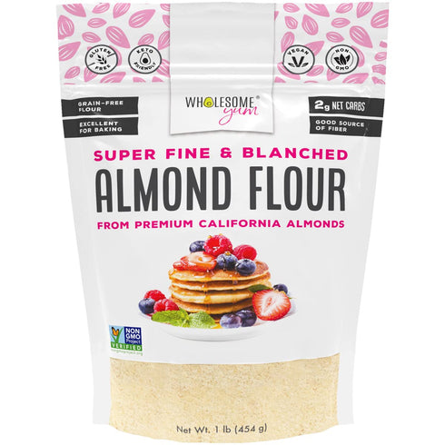 Wholesome Yum Premium Fine Blanched Almond Flour for Baking & More, Low Carb, Gluten Free, 16 oz