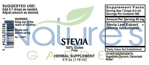 4 oz Nature's Garden - Stevia - Liquid- Single Alcohol Free - Sugar Substitute
