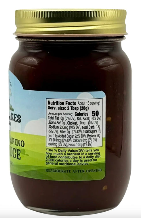 16 oz (Pack 2) Great Lakes Preserves Candied Jalapeno Barbecue Sauce, Sweet Heat BBQ Sauce with Hickory Smoke and Brown