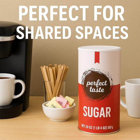 Perfect Taste 20 oz Packaging Granulated Sugar Sugar Canister Pure White Sugar for Coffee, Tea, Baking & Office Use