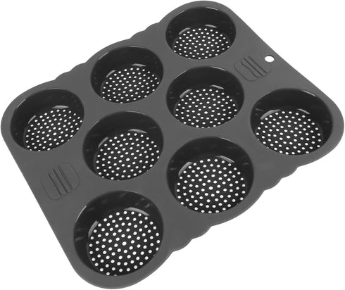WIHFHGZ 8 Hamburger Bun Cavity Silicone Bakery Pan, Heat Non Stick, Easy Release for Kitchen Baking - Durable Reusable