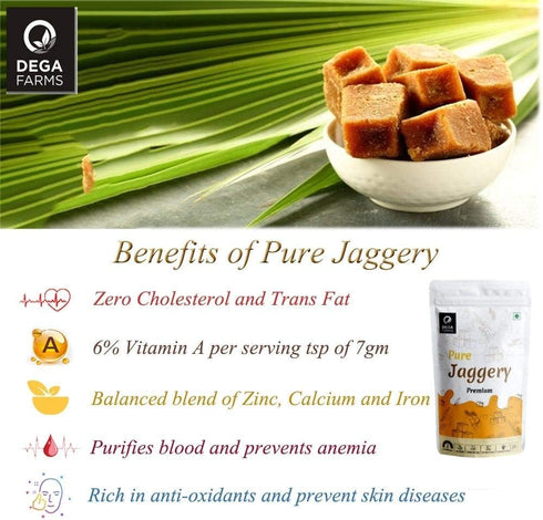 DEGA FARMS 250GM 100% Premium Pure Jaggery - | Made with Pure, Organic & Natural Ingredients - Sedex Certified