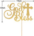 WeBenison God Bless Cake Topper, Gold Glitter for First Communion Baby Shower Party Decorations