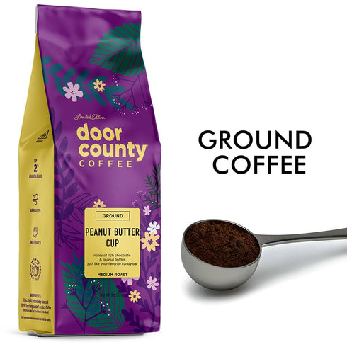 County 8 oz Summer 100% Door Coffee Peanut Butter Cup Flavored Coffee Ground - Bag - Spring & Seasonal - Medium Roast