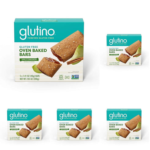 Glutino Gluten Free Oven Baked Bar, Apple Cinnamon, Naturally Flavored, 5 ct