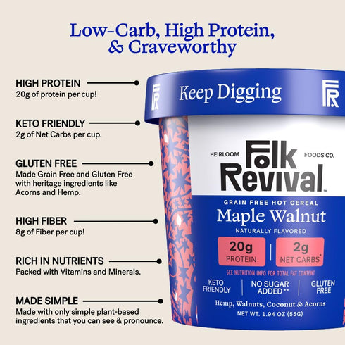 1.94 Folk Revival, Cereal Cup Grain Free Maple Walnut, Ounce
