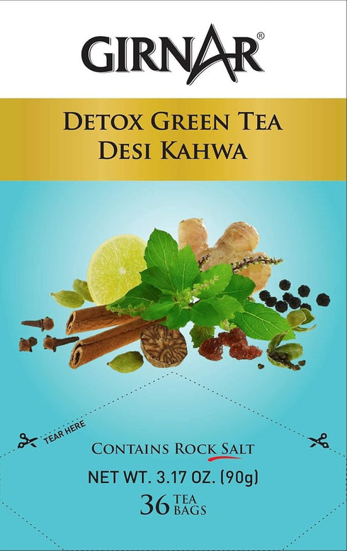 GIRNAR 36 2 Packs Green Tea Desi Kahwa (Detox Tea) - Tea Bags X