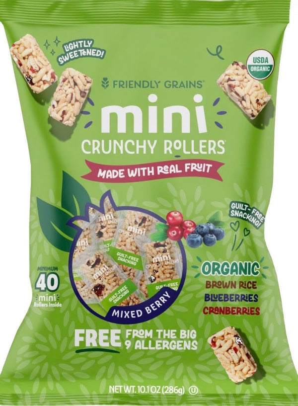 Generic Organic Brown Rice Mini Crunchy Rollers Mixed Berry, Made with Real Fruit,