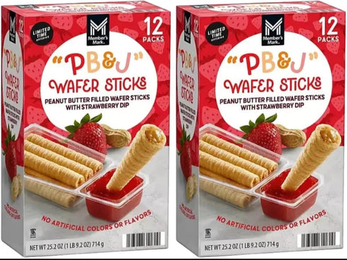 Generic Peanut Butter & Jelly Wafer Sticks, 2.1 oz, 12 Count (25.2 Ounce