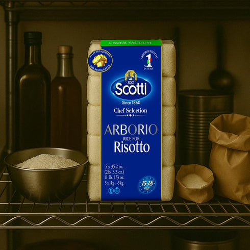 11 lbs (5x1 Packed Riso Scotti Arborio Rice for Risotto, kg) Product of Italy, Chef Selection, Gluten Free, Non-GMO