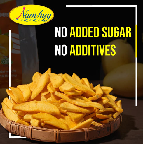 Packs, (16 Oz) NAM HUY Dried Mango Fruit Snacks, Original Taste of Vietnamese Fruits, No-Added Sugar or Preservatives