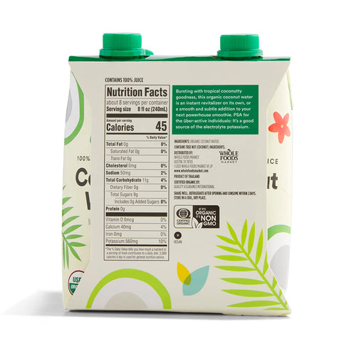 365 100% 16.9 Oz (Pack 8) by Whole Foods Market, Organic Coconut Water, Pulp-Free Juice, Fl per Carton