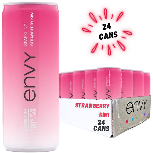 100% 8oz 24) Envy Sparkling Fruit Juice, Strawberry Kiwi (Case