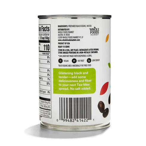 365 15 (Pack 4) by Whole Foods Market, Unsalted Black Beans, Ounce