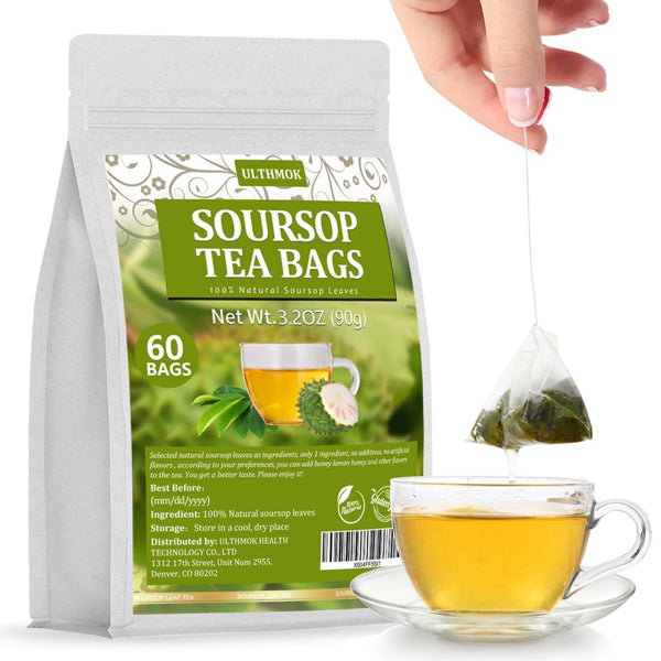 Premium 60 Soursop Tea Bags, Made with 100% Natural Graviola Leaves, Hoja