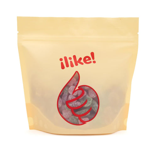 1 Gummies Sour Fruit Jelly Candy Mix | Pound Bag | Vegan with Real Fruit Puree | Cherry, Watermelon, Peach | Gelatin