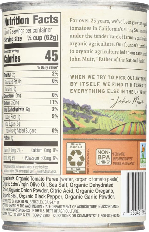 15.0 OZ(Pack 6) Muir Glen Pizza Sauce