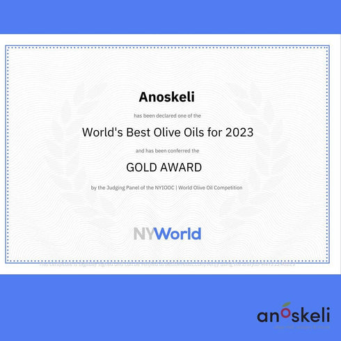 Anoskeli 25.4 oz (750ml) Organic Greek Extra Virgin Olive Oil - Cold Pressed from Crete, Greece - Low Acidity EVOO