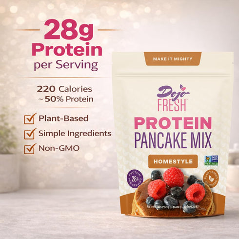 28g (8 oz) Dojo Fresh Homestyle Protein Pancake Mix, Plant-Based & Vegan, Protein per Serving, Non-GMO, Just Add Water
