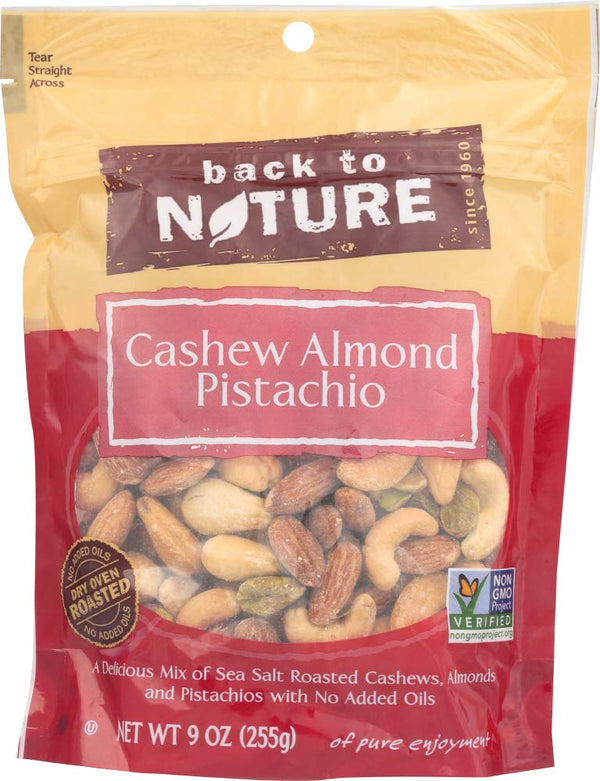 Back To Nature Trail MIx, Cashew Almond & Pistachio, 9 Ounce (Pack
