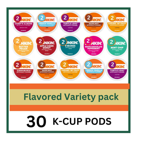 KUPIX 30 Count Pack - Flavored Variety Coffee Pods K Cup Sampler Hazelnut, Cinnamon , Pecan, Caramel, Vanilla