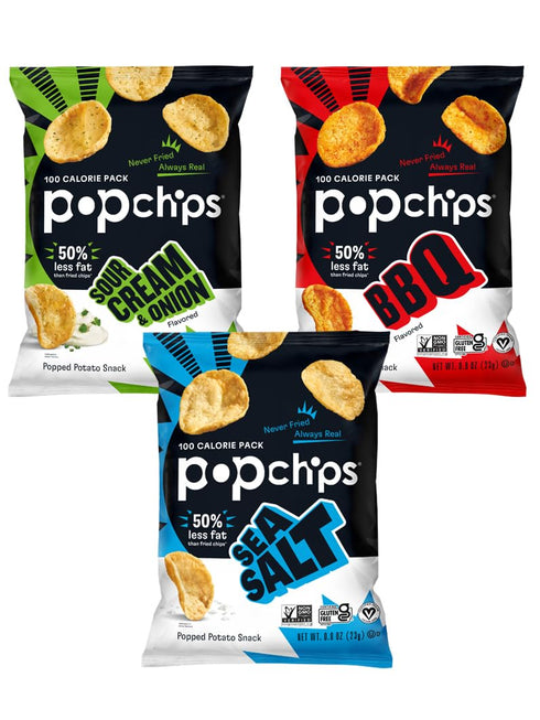 Popchips Potato Chips Variety Pack, Sea Salt, BBQ, Sour Cream & Onion,
