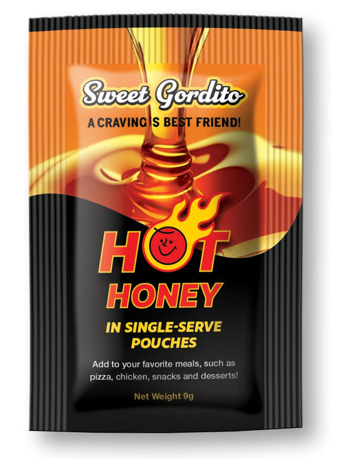 9g 30u Packet Sweet Gordito Spicy Hot Honey Sachet, ziplog of Pure Natural Honey Infused with Chili | Single-Serve Hot