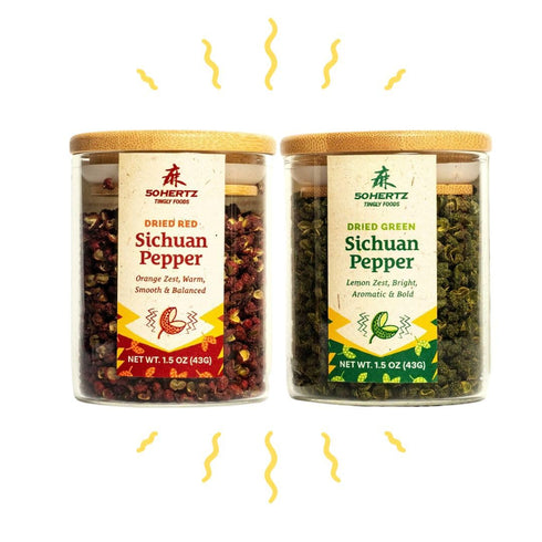 50Hertz Green Sichuan Peppers Set (Szechuan Peppercorn), Seed-Free & Single-Origin (43g) Floral