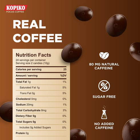 80mg 2 (12 Pack w/4 Kopiko Focus Coffee Candy Have Caffeine per Pieces for Energy & Mental Focus Sugar-Free Hard Candy