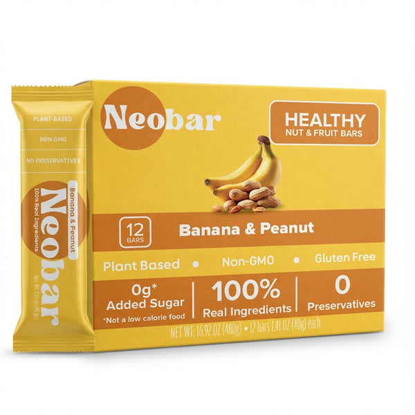 NEOBAR Banana Peanut Fruit and Nut Bars - Plant-Based Vegan Snack Bars,