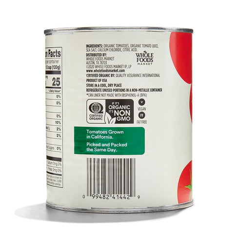 365 28 oz by Whole Foods Market, Organic Whole Peeled Tomatoes