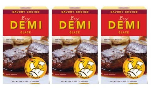 Savory Choice Beef Demi Glace Reduction Sauce Packet, 75gr (Pack of 3)