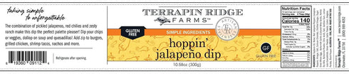 10.58 oz Terrapin Ridge Farms Gourmet Hoppin' Jalapeno Dip Zesty Pickled Jalapeo & Ranch Spread Jar