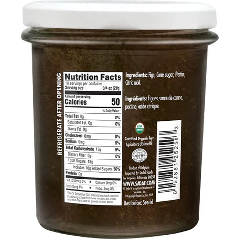 '-13 oz Sadaf Organic Fig Jam - Jelly made from organic figs - Organic jam fig spread - Fig preserves - Fruit spread