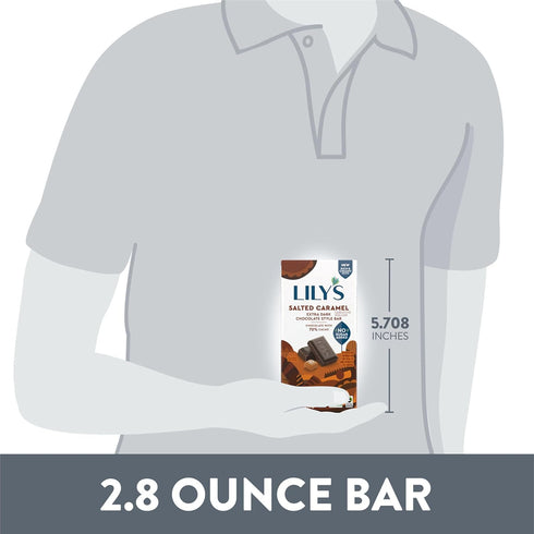 2.8 oz LILY'S Salted Caramel Extra Dark Chocolate Style No Sugar Added, Sweets Bar
