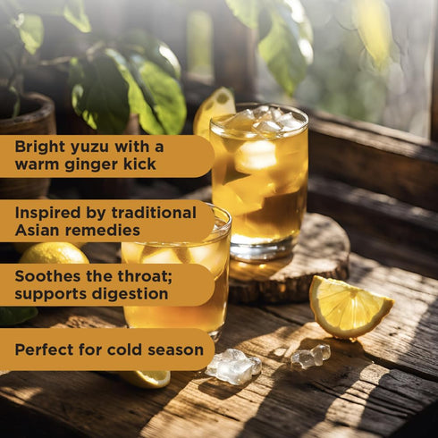 (20 The Harmony Honey Yuzu Sticks) Premium Black Tea, with Ground Ginger, Rich in Antioxidants, Vitamin C & L-Theanine
