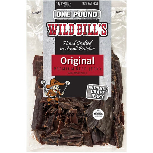 Wild Bills Hickory Smoked Beef Jerky Pieces 16 Ounce Pack