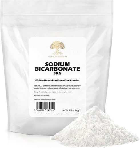 Eco-Lux Essentials Pure Baking Soda, Sodium Bicarbonate (11 lbs.) Food Grade for Cleaning, Baking,