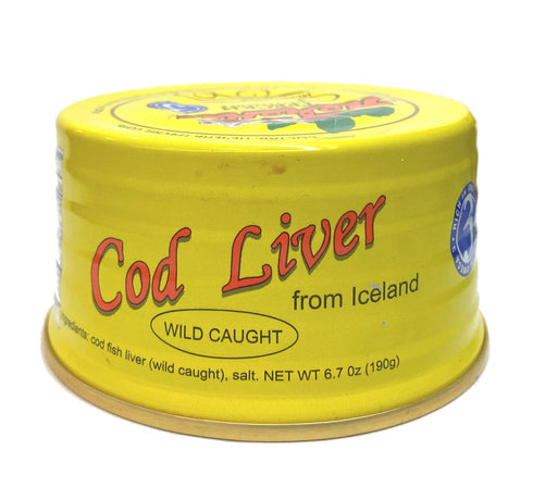 Generic 6.7oz/190g (Pack 6) 3, Icelandic Natural Cod Liver, Cans of with Omega Wild Caught, in own Oil