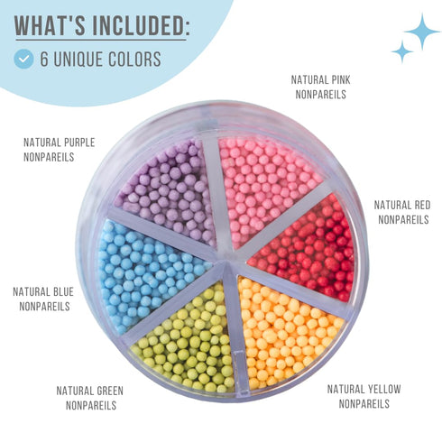 6 Set 2.75 Sweets Indeed Dye Free Rainbow Nonpareils Cell Decorative Sprinkles for Baking & Decorating Cupcakes