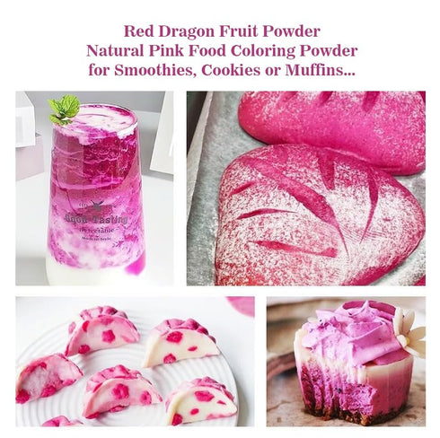 Fraunitsh 3.52oz Dragon Fruit Powder | Freeze Dried Pink Pitaya Powder | No Sugar & No Additives | Pure Red Pitaya