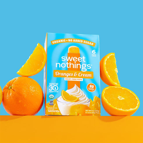 12 Count, Sweet Nothings, Oranges & Cream Organic Dairy-Free Fruit Pops, No Added Sugar, Freeze & Enjoy
