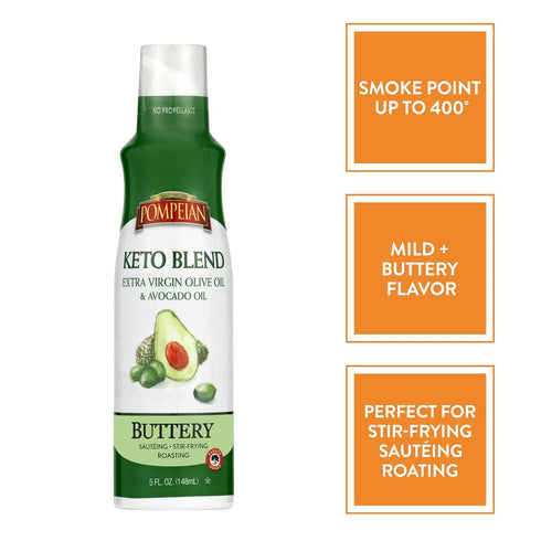 5 oz Pompeian Keto Blend Cooking Spray with Extra Virgin Olive Oil and Avocado Oil - fl - No Propellants - Mild