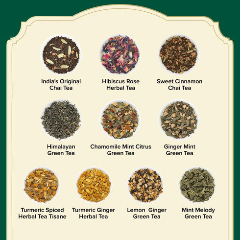 (20 40 Set VAHDAM, Assorted Tea Sampler Delicious Variety, Individually Wrapped Pyramid Teabags) Long Leaf Premium Teas