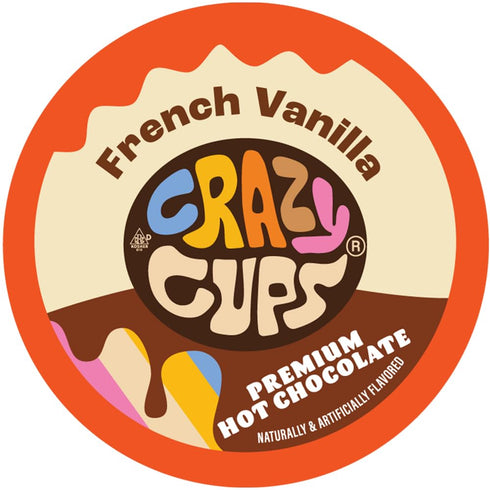 22 Count Crazy Cups French Vanilla Hot Chocolate Pods - Smooth and Creamy Cocoa Mix for Keurig K-Cup Brewers