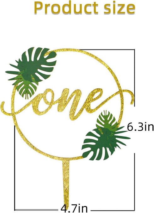 One Cake Topper for Baby 1st Birthday Decorations, First Birthday Party Supplies, Hawaiian Luau Acrylic Gold