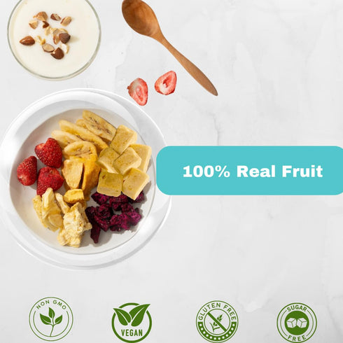 12 Packs 1 Oz, 100% Juju-Oops Freeze-Dried Mixed Fruit Bulk | Crunchy Healthy Snacks for Family, Holiday Gifts Box