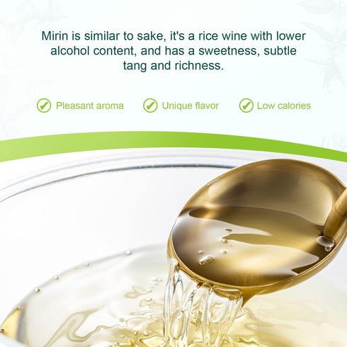 Soeos Mirin Japanese Cooking Wine, 16.9 fl oz (Pack of 2) - Authentic Natural Sugar Sweet Rice Cooking Wine for