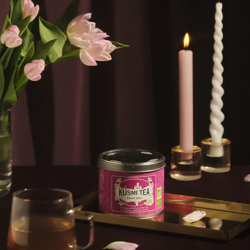 3.5 oz Kusmi Tea - Sweet Love - Organic Black Tea - Blend of Black Tea, Pink Pepper, Guarana & Spices - Flavourful