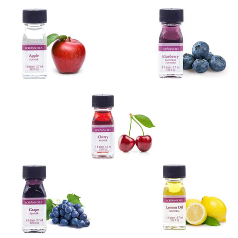 LorAnn Super Strength Variety Pack of 5 - Apple, Blueberry, Cherry, Grape, and Lemon Oil with Dropper